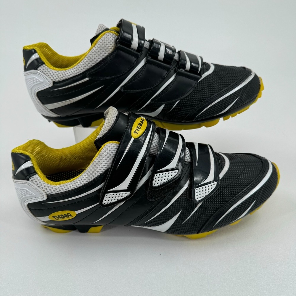 Tiebao Cycling Shoes WOMENS Black Yellow White Hook Loop Bicycling SIZE‎ 11